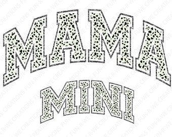 Mama and Mini Dalmatian Chenille and Glitter Look png, varsity png