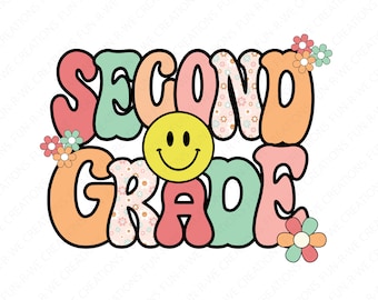 Second Grade Retro PNG, Jpeg, SVG Design for DTF, Dtg, sublimation