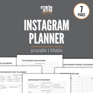 Planner Instagram stampabile e compilabile in PDF, marketing Instagram, pianificazione post Instagram e planner per la creazione di contenuti. Modello di piano Instagram