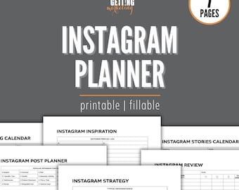 Instagram Planner Printable Fillable PDF, Instagram Marketing, Instagram Post Schedule and Content Creation Planner. Instagram Plan Template
