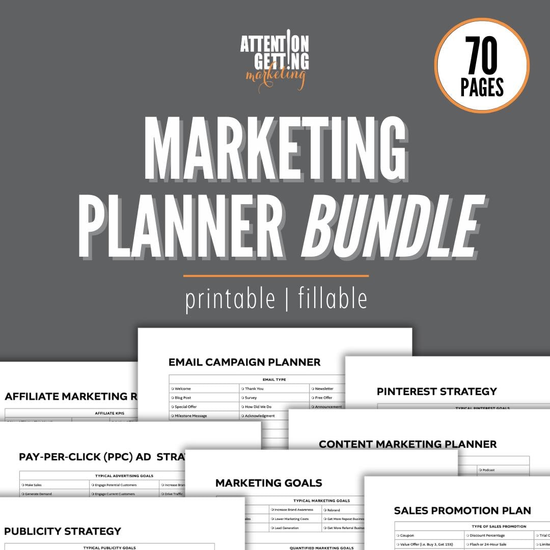 Marketing Plan Template Printable Fillable PDF, Marketing Social Media Planner, Marketing ...