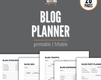 Blogging Planner Printable Template, Blog Content Planner Template PDF, Goals Blog Post Digital Planner Starting a Blog, How to Start a Blog