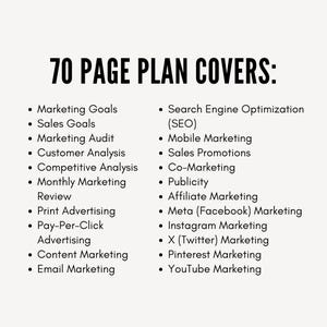 Marketing Plan Template Printable Fillable PDF, Marketing Social Media Planner, Marketing Planner Template, Marketing Business Plan Digital image 2