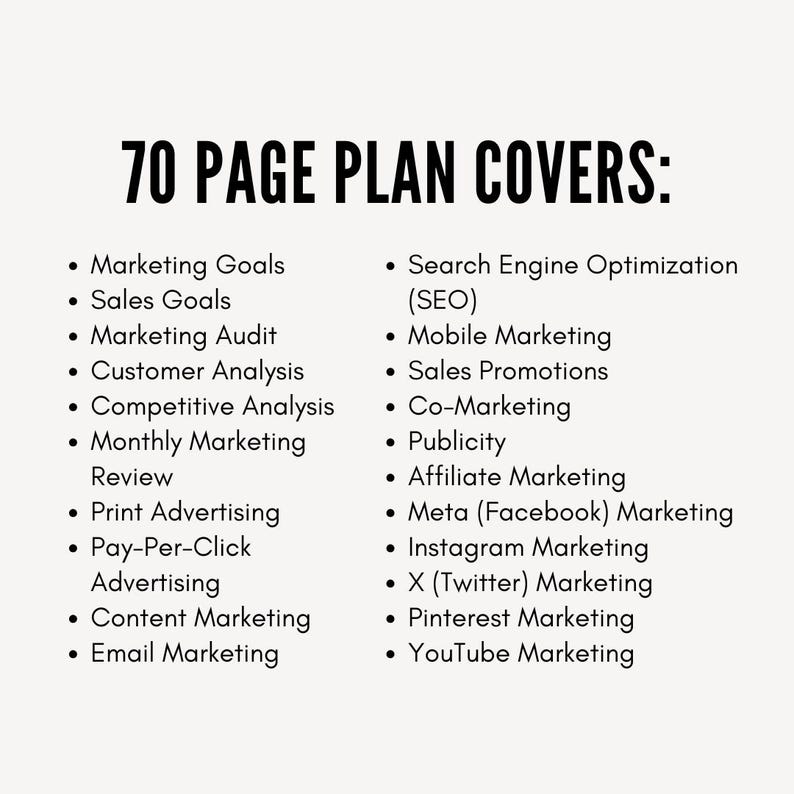 Marketing Plan Template Printable Fillable PDF, Marketing Social Media Planner, Marketing Planner Template, Marketing Business Plan Digital image 2