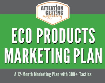 Plan de estrategia de marketing Productos ecológicos, Planificador de negocios de productos sostenibles, Plantilla de plan de marketing, Ideas de marketing Plan de 12 meses