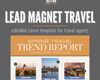 Lead Magnet Travel Agent, Trend Report Canva Template for Travel Agent, Sales One Sheet Marketing Template, Sales Tools, Marketing Materials
