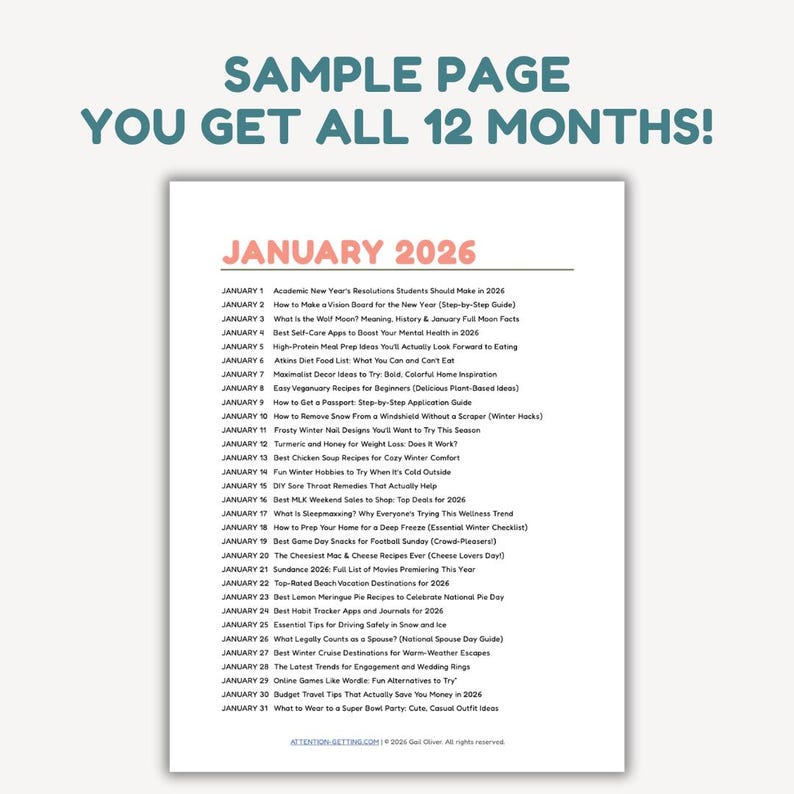 Blog Ideas for Business, Blog Post Ideas, Blogging Topics Ideas Calendar, Blog Post Planning, Blog Content Ideas Calendar 2026 image 2