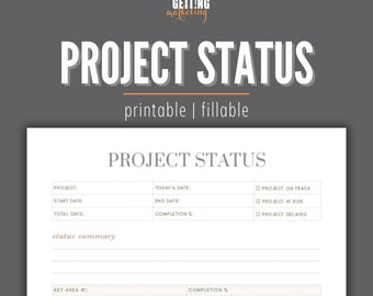 Project Status Report, Printable PDF, Project Management, Project Status Template Digital Download, Project Planner, Reporting Printable PDF
