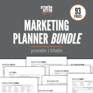 Marketing Plan Strategy Strategic Digital Marketing Planner with Social Media Content for Small Business