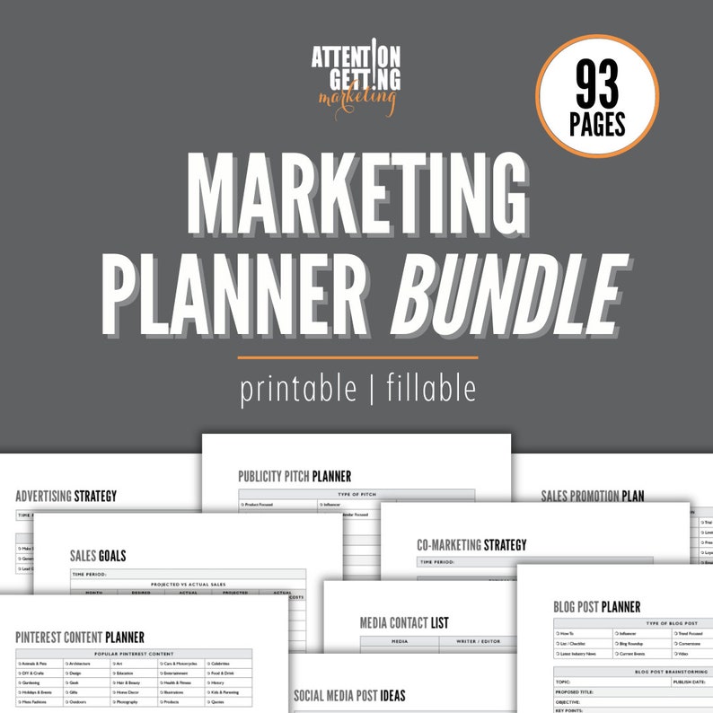 Marketing Plan Strategy Strategic Digital Marketing Planner with Social Media Content for Small Business