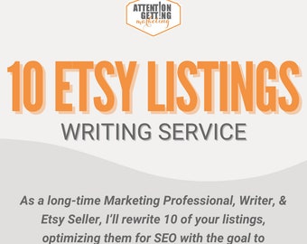 Etsy Listing Writing Service for 10 Listings Titles Tags Descriptions, Etsy SEO Help SEO Writer, Help fo Etsy Sellers