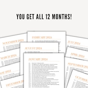 Social media posting ideas content calendar for all 365 days of 2024 sold as a printable digital download ebook pdf on Etsy