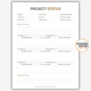 Project Status Report Google Docs Editable Printable PDF Project Management Status Template Digital Download Project Planner Reporting