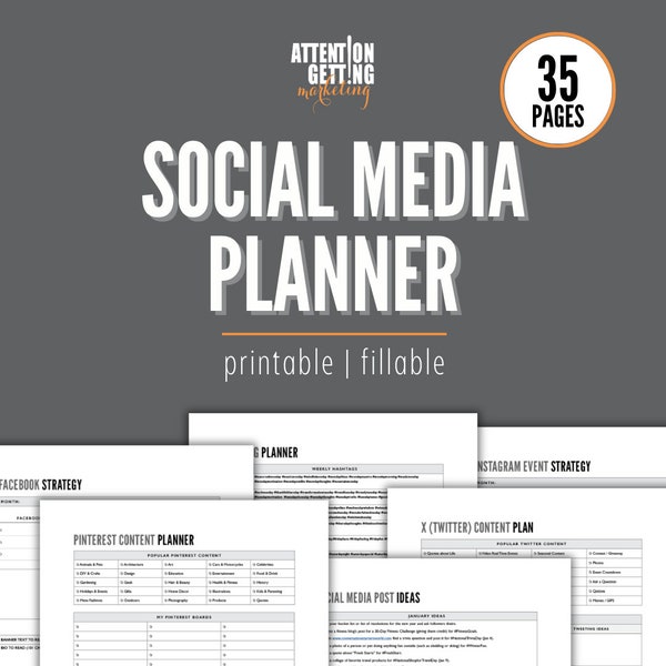 Social Media Planner 2024, Social Media Planner Printable, Social Media Marketing Planner PDF, Social Media Plan Template, Business Planners