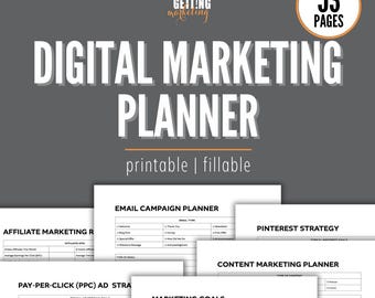 Digital Marketing Planner Template, Digital Marketing Strategy Planner, Online Marketing Social Media SEO, Digital Marketing Plan Business