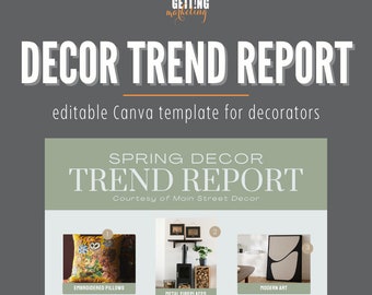 Interior Decorating Trend Report Canva Template Lead Magnet Template Sales One Sheet Design Marketing Template Sale Tool Marketing Materials