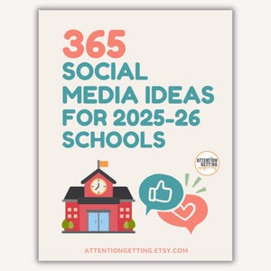 Calendario de redes sociales para escuelas, ideas para publicaciones en redes sociales para administradores escolares, ideas para redes sociales escolares, planificador de redes sociales para docentes 2025