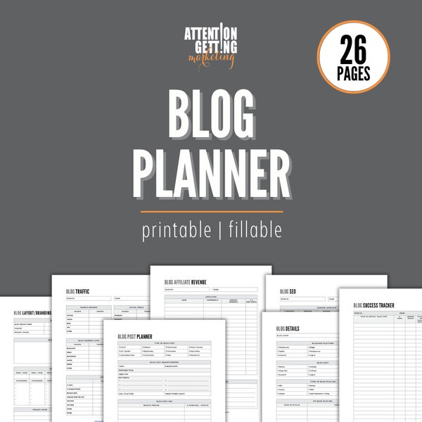 Blogging Planner Printable Template, Blog Content Planner Template PDF Goals Posts Daily Weekly Digital, Starting a Blog How to Start a Blog