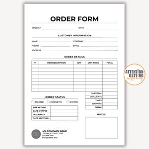 Order Form Template Editable in both Google Sheets and Canva, 100% Completely Customizable Small Business