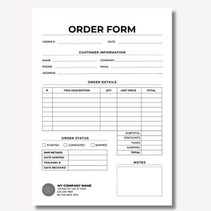 Order Form Template Google Sheets, Order Form Template Canva and Google Sheets, Editable Order Form Template, Customizable Order Form