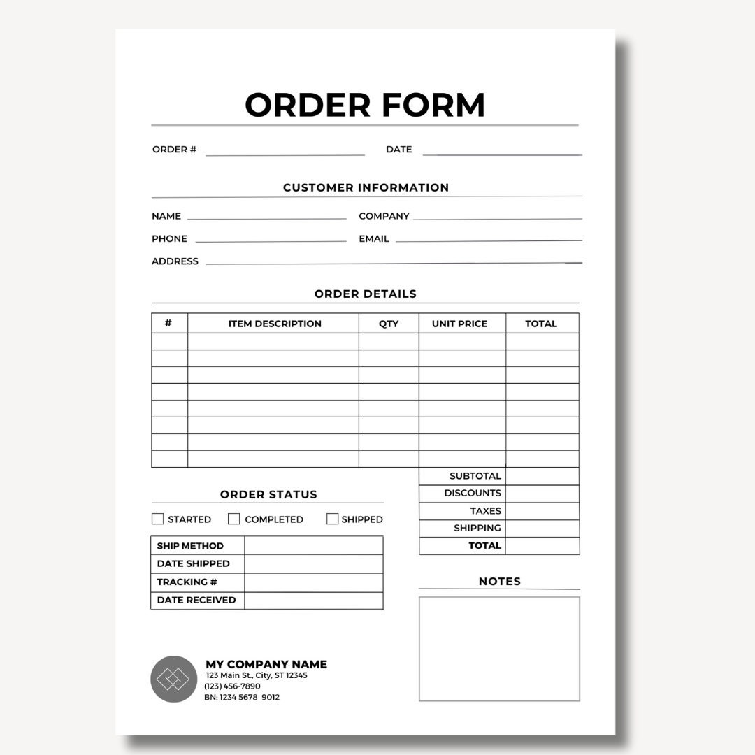 Order Form Template Editable in Both Google Sheets and Canva, 100% ...