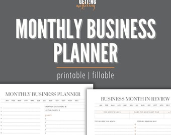 Monthly Business Planner 2024, Business Review Printable PDF, Monthly Planner 2024 Printable PDF, 2 Page Printable Business Planning Digital