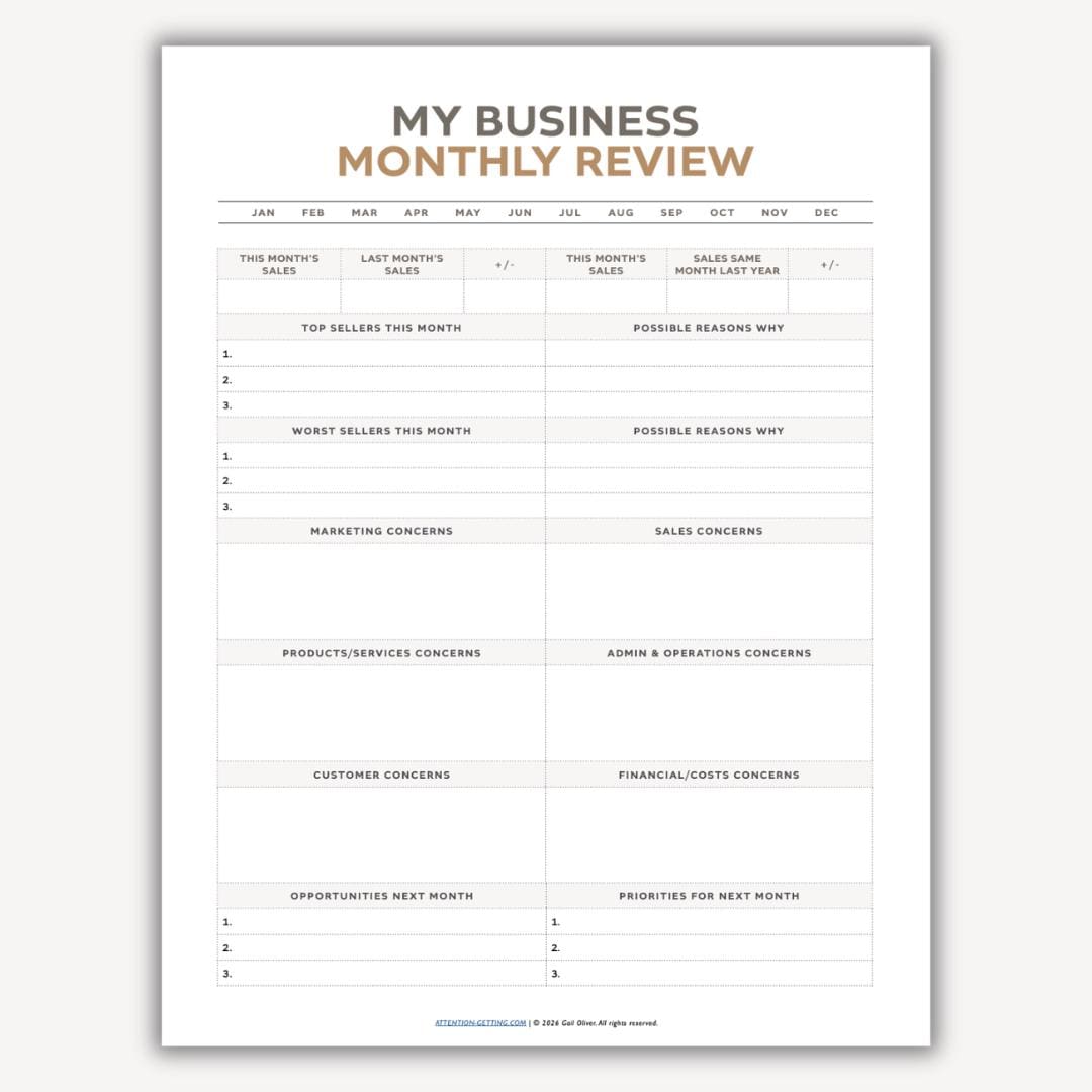 Monthly Business Review Fillable Printable PDF, Small Business Planner ...