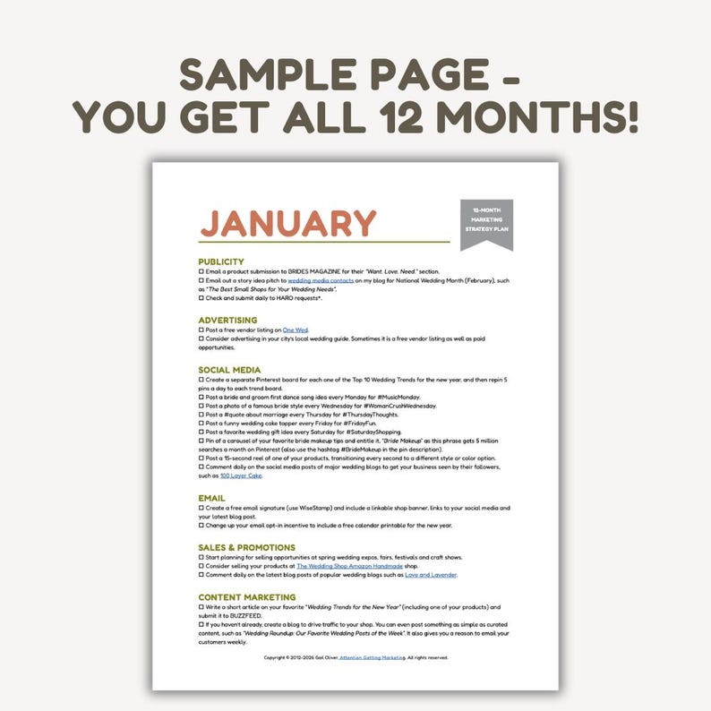 Strategic Marketing Strategy Plan for Selling Wedding Products, Business Marketing Strategies for Small Businesses 12-Month Plan image 2