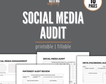 Social Media Audit Template Tool, Printable PDF Planner