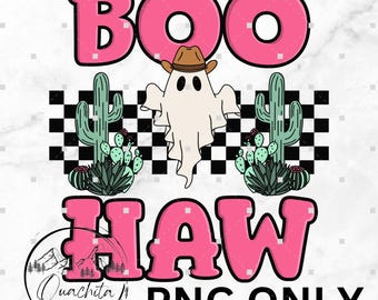 BooHaw Ghost PNG: Western Halloween Clipart (Digital Download)