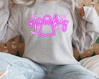 Neon Spooky PNG: Clipart luminoso di Halloween (download digitale)