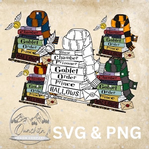 ウィザーディングワールド ブックス＆スカーフ - 全シリーズ スタック - デジタルダウンロード - AI SVG PNG