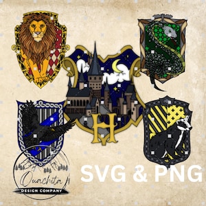 Wizard School House Crests with Animals PNG SVG AI - Digital Download