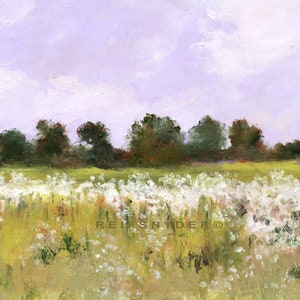 Landscape canvas print wildflowers, fields, art, picture, green, white, lavender, country scene, flowers, paintings, floral, 24x36, 36x48