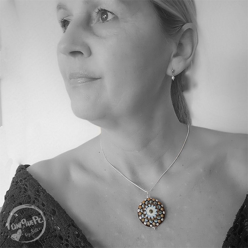 made by silke Lampwork bead pendant sterling silver Silke Buechler Mandala artisan glass OOAK SRA