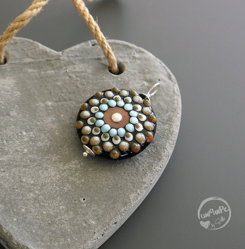 made by silke Lampwork bead pendant sterling silver Silke Buechler Mandala artisan glass OOAK SRA
