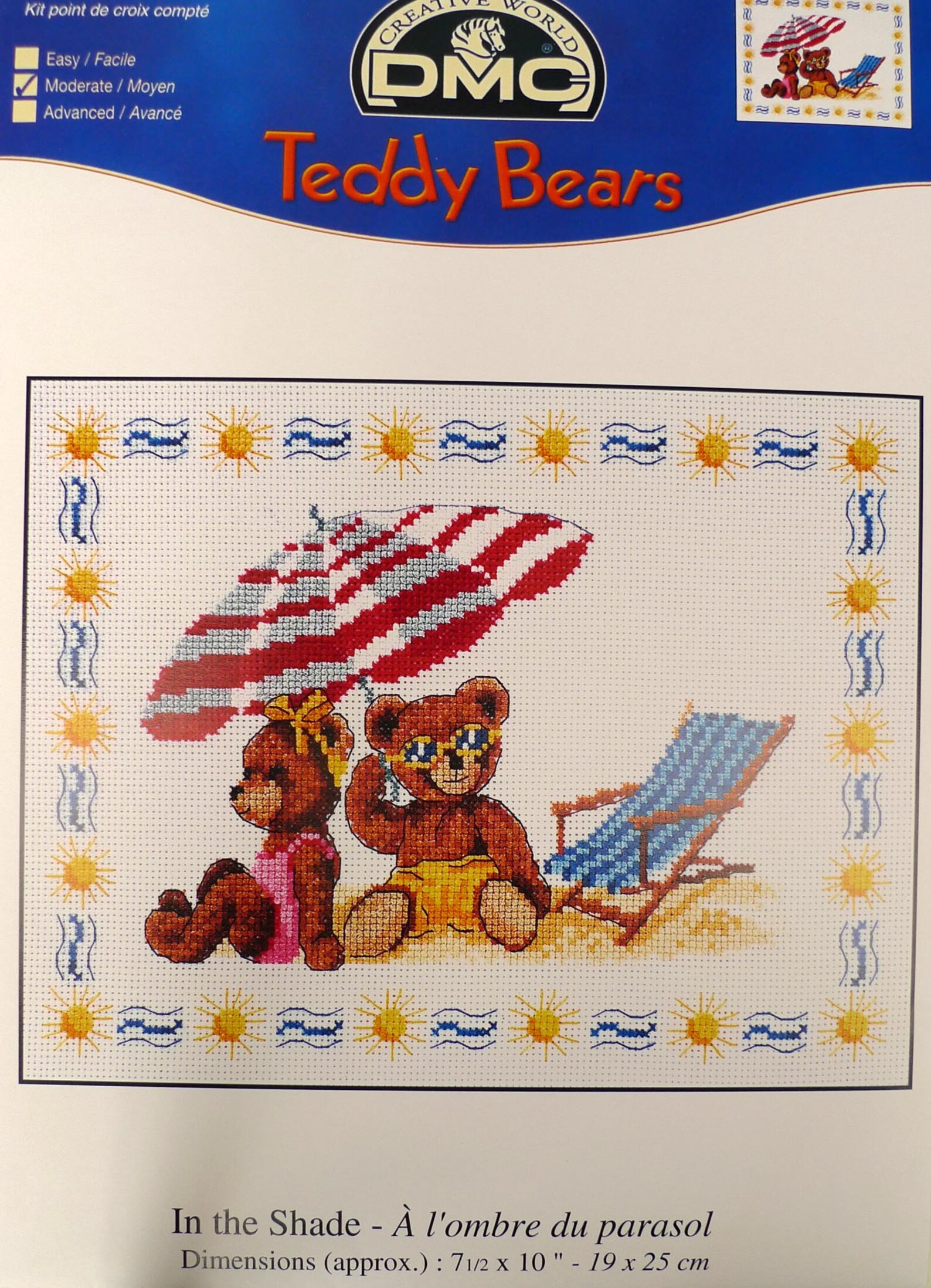 Counted Cross Stitch Kit DMC Teddy Bears in the Shade 7 1/2 X Etsy