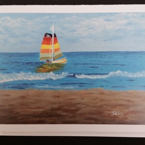 Sailboat Beach, set of 6 blank notecards