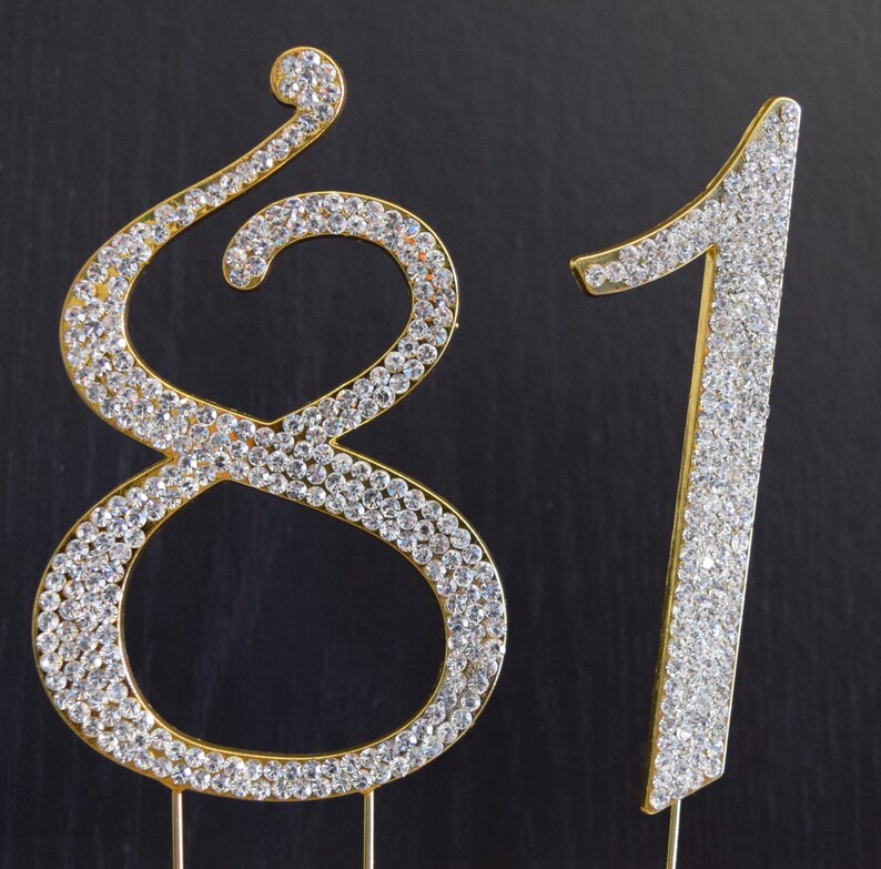 Rhinestone Gold NUMBER 81 Cake Topper 81st Birthday Party Etsy