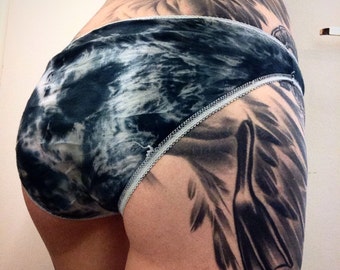 Black/Grey/Navy and White Tye-Dye cotton storm knickers / pants / panties / underwear comes in S M & L size guide in description