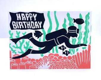 Scuba Diver Birthday Card | Open Water Diver | Personalised Message ...