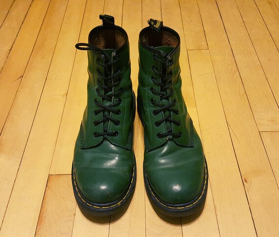 green doc martens shoes