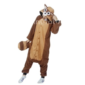 KIGURUMI Cosplay Romper Charactor animal Hooded PJS Pajamas Pyjamas Xmas gift  Adult  Costume sloth  outfit Sleepwear  raccoon