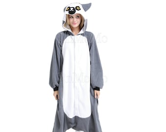 KIGURUMI Cosplay Romper Charactor animal Hooded Night clothes Pajamas Pyjamas Costume sloth outfit Sleepwear Lemur catta