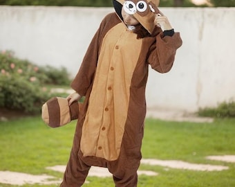 KIGURUMI Cosplay Romper Charactor animal Hooded PJS Pajamas Pyjamas Xmas gift  Adult  Costume sloth  outfit Sleepwear  raccoon