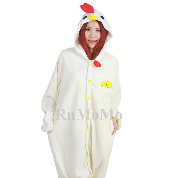 KIGURUMI Cosplay Romper Charactor animal con capucha PJS pijama pijama navidad regalo traje adulto traje de dormir ropa de dormir Chick