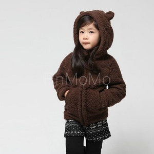 Teddy Bear Plush Ears Hoodies teen  Kid Girl's Cute Coat Winter's Fashion Plush Hoodies Cute Coat Jacket
