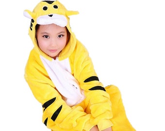 KIGURUMI Cosplay Romper Charactor animal Hooded Kigurumi  Costume outfit  Yellow Tiger