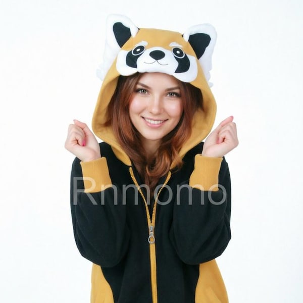 Red panda hoodie Cosplay  Charactor animal Hooded  hoody  hood coat jumper Adult  Costume outfit  hoodies Sweatshirt jacket  Zip Up