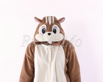 squirrel kigurumi animal one piece pajamas pjs pyjamas costume adult onesie unisex romper cosplay xmas halloween gift sleepwear nightwear